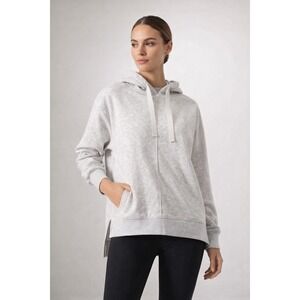 Sweaty Betty Women's Gray Hoodie S UK 8 Pullover Athleisure Logo High Low Hem